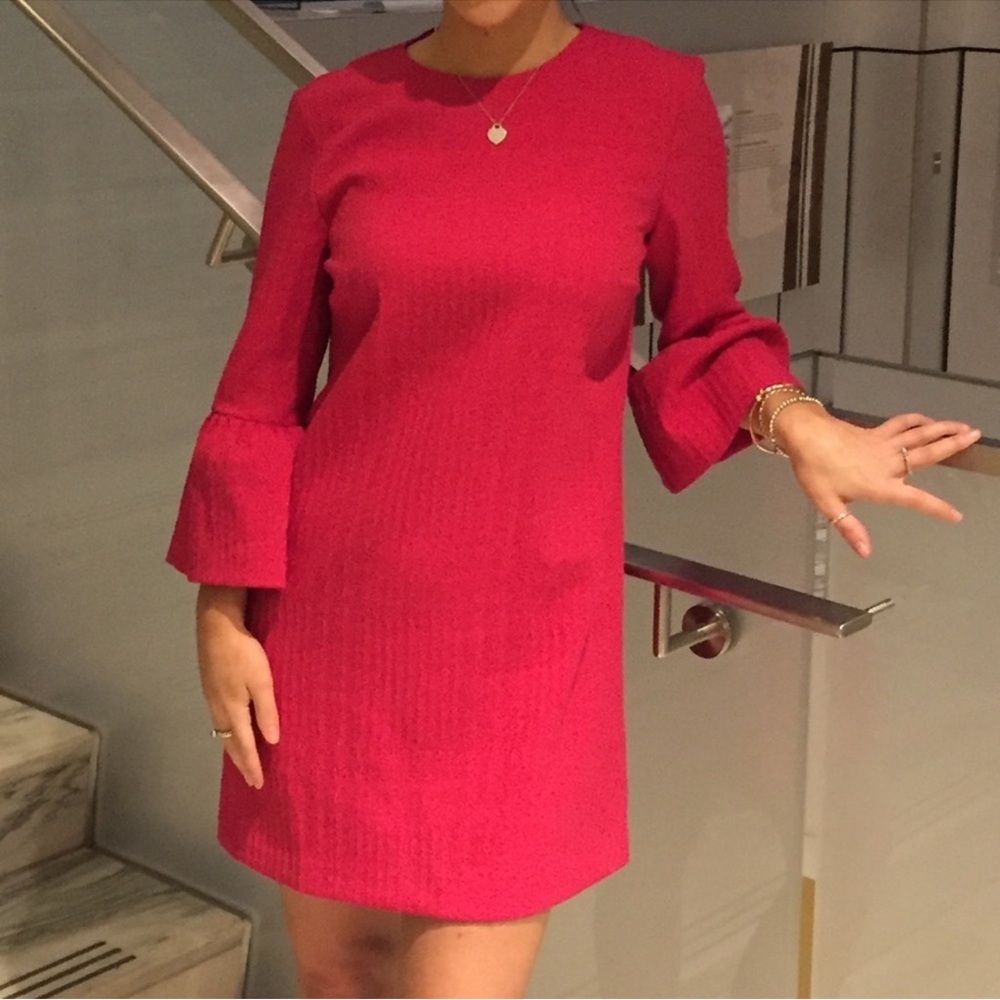 ZARA Fuchsia Dress with Long Sleeves - Picture 1 of 8